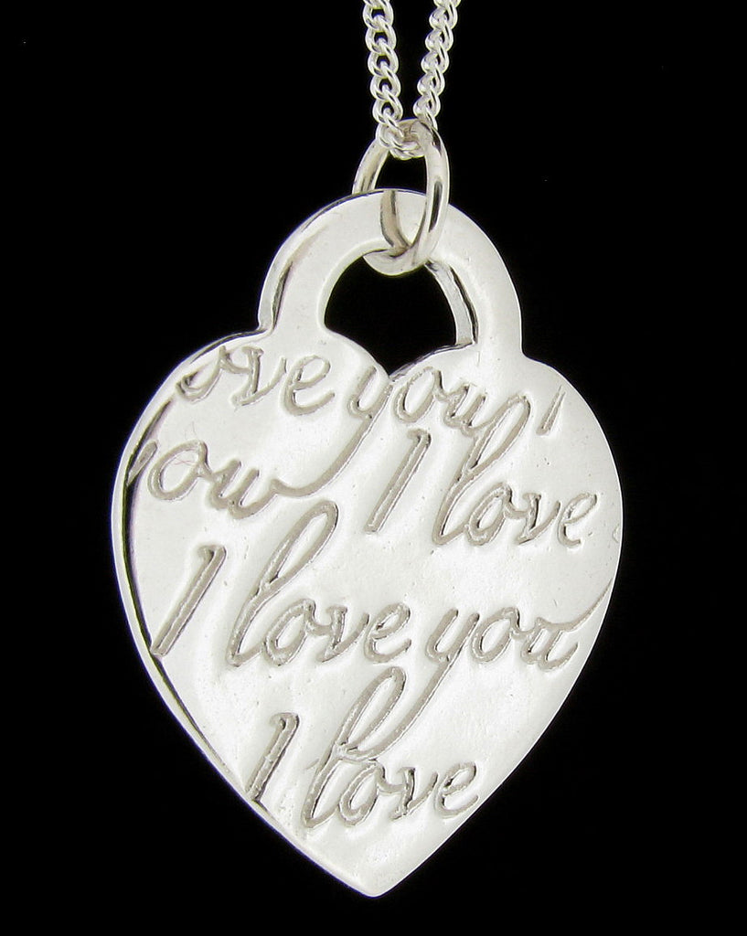 I Love You Engraved Heart Pendant Sterling Silver Stephen Knapper
