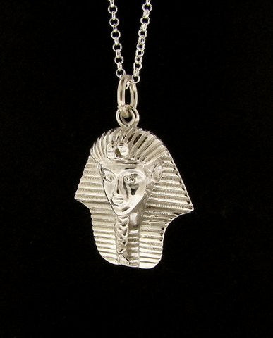 925 Sterling Silver King Tutankhamun Ancient Egyptian Pharaoh Pendant Necklace