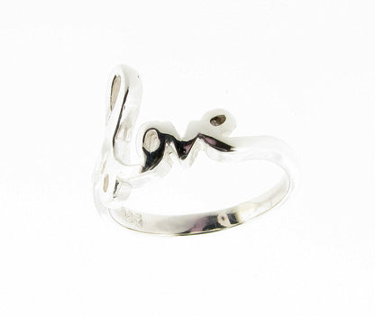 Sterling Silver Love Script Word Ring Ladies