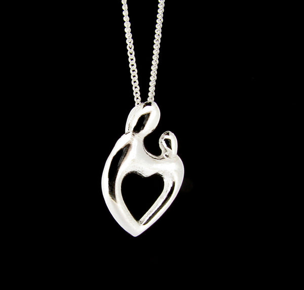 Sterling Silver Mother and Child Heart Pendant Mother's Day Gifts