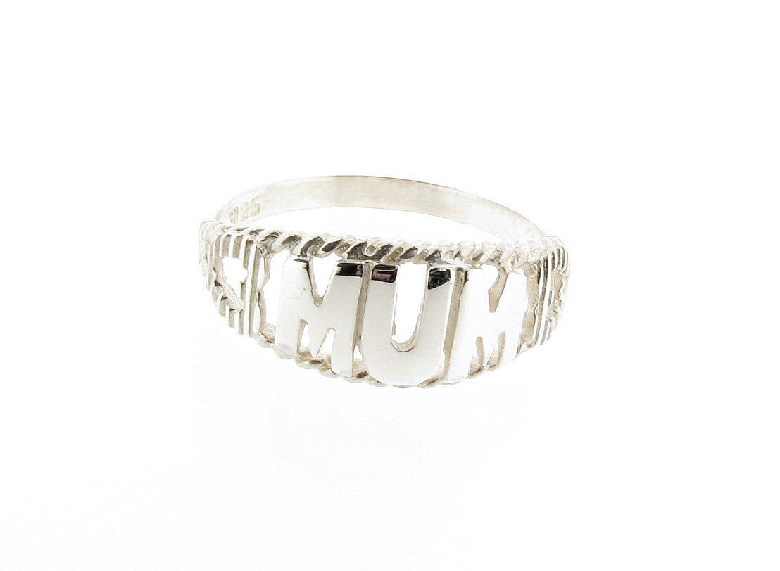 Sterling Silver Mum Ring with Hearts Birthday Mothers Day Gift