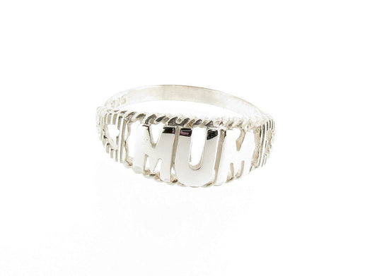 Sterling Silver Mum Ring with Hearts Birthday Mothers Day Gift