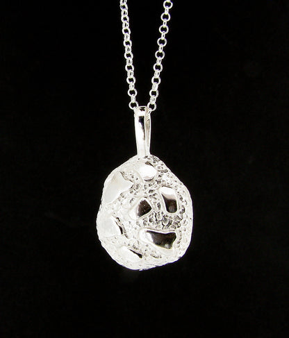 Solid Sterling Silver Nugget Pendant Necklace Men's Women's