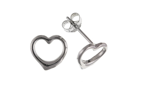 Sterling Silver Open Heart Shape Stud Earrings