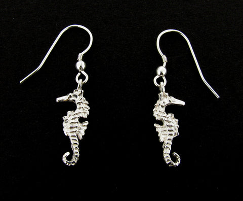 Ladies Sterling Silver Seahorse Drop Earrings