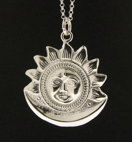 Sun and Moon Pendant Sterling Silver