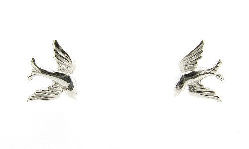 Eco-Friendly Sterling Silver Swallow Bird Earrings Eco-Silver Studs Ethical Jewellery
