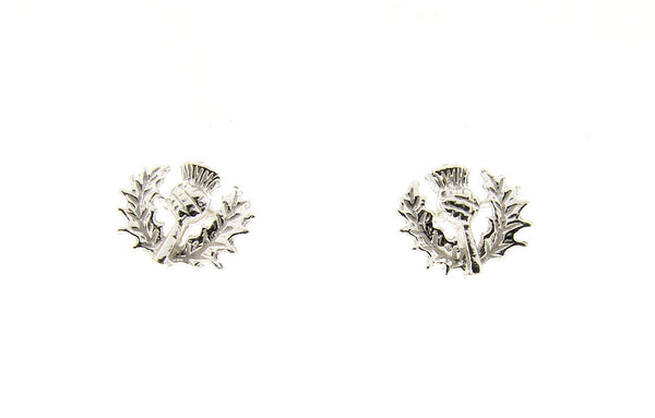 925 Sterling Silver Scottish Thistle Stud Earrings Ladies