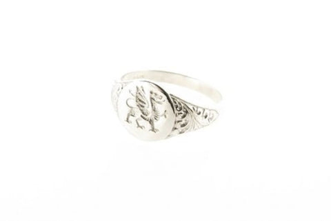 Sterling Silver Welsh Dragon Oval Signet Ring Mens Ladies