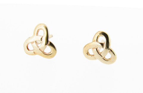Solid 9ct Yellow Gold Irish Celtic Trinity Knot Stud Earrings 