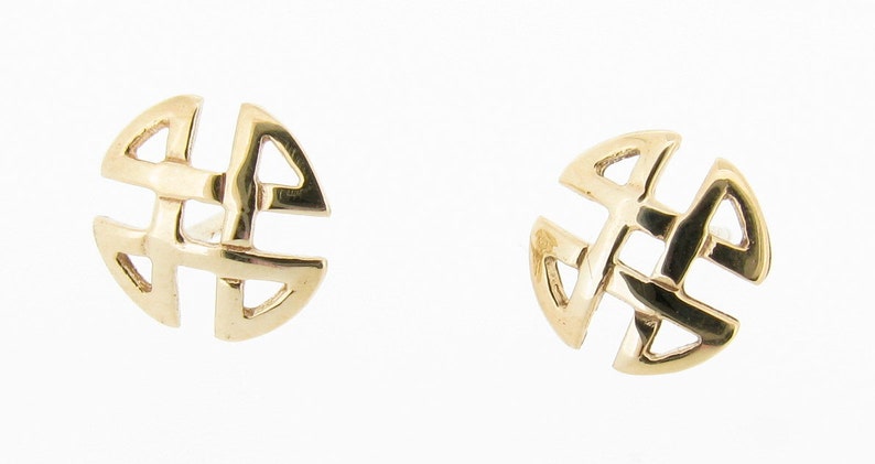 9ct Yellow Gold Celtic Cross Stud Earrings 