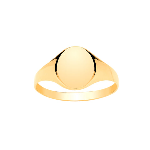 Solid 9ct Yellow Gold Plain Oval Signet Ring British Hallmarked UK Sizes L - Q USA Sizes 5.5 - 8 Gent&#39;s Ladies Rings Gift Highly Polished