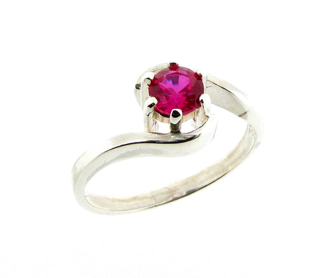 925 Sterling Silver July Birthstone Ruby Ring Ladies